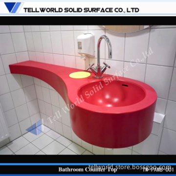 Red Sink, Countertop Wash Basin, Solid Surface Wash Basin